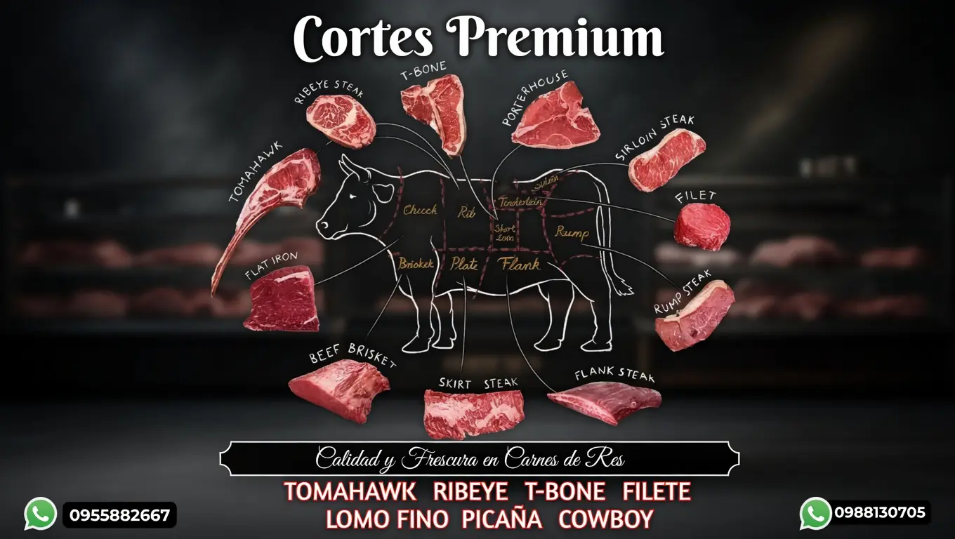 Mapa de cortes premium de res - Multicarnes JF